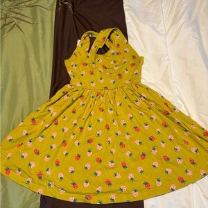 Hanna Andersson Olive Green Strawberry Print Sundress